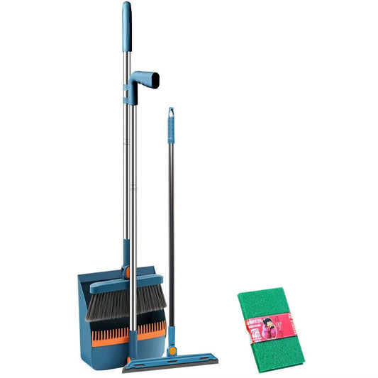 Brush Shovel Broom and Dustpan Combination Set Household Cleaning Tools Non-Stick Hair Dry Wet Dual-Use Broom Folding Set
